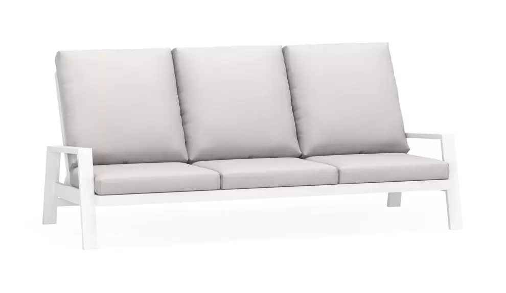 Veneto loungebank in wit aluminium met natte graumel chalk all weather sunbrella® premium kussens