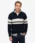 Pull en coton à rayures demi-zip