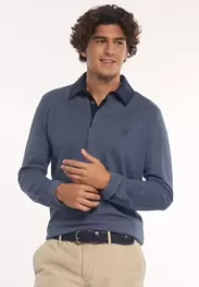 Polo ajusté jacquard soyeux dk denim mix