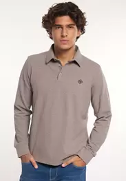 Polo ajusté fancy spandex piqué latte mix