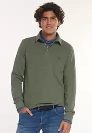Polo ajusté fancy spandex piqué dk olive mix