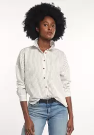 Blouse viscose rayée marron/blanche