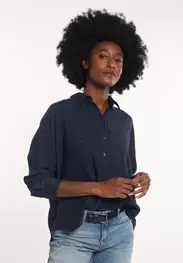 Blouse V léopard viscose bleue