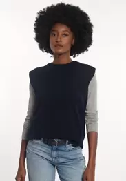 Débardeur mérinos col rond navy