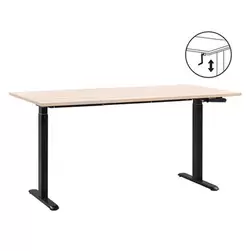 Bureau assis/debout Homeworx r&eacute;glable manuellement &ndash; couleur ch&ecirc;ne/noir - 75/118x160x80 cm