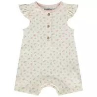 Combinaison courtes en maille côte et motif jacquard pour bébé fille