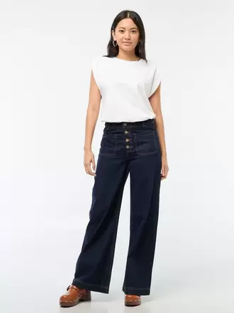 Pantalon denim wide uni