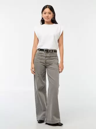 Pantalon denim wide uni