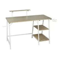Bureau Troy En Métal Blanc Et Bois Naturel