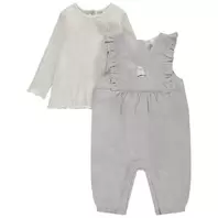 Ensemble t-shirt manches longues + salopette pour bébé fille