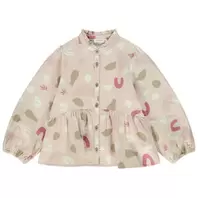 Chemise manches longues en gaze de coton imprimé arty pour fille