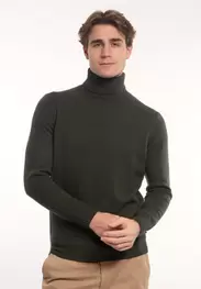 Pull loose fit laine-cachemire col roulé dk moss