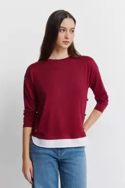 T-shirt combinée avec boutons latéraux