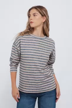 Pull chenille double rayure