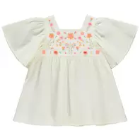 Tunique manches courtes avec plumetis et broderies pour fille