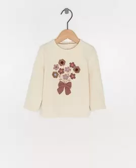 T-shirt à manches longues avec des fleurs crochetées
