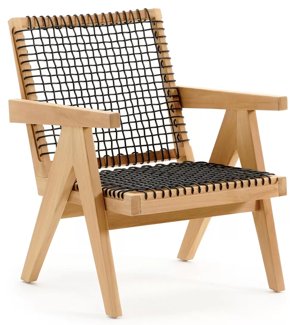 Trentino loungestoel in teak en ronde wicker