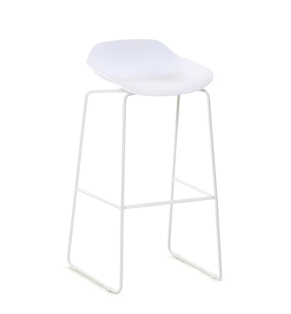 Verato barkruk in wit aluminium en wit kunststof