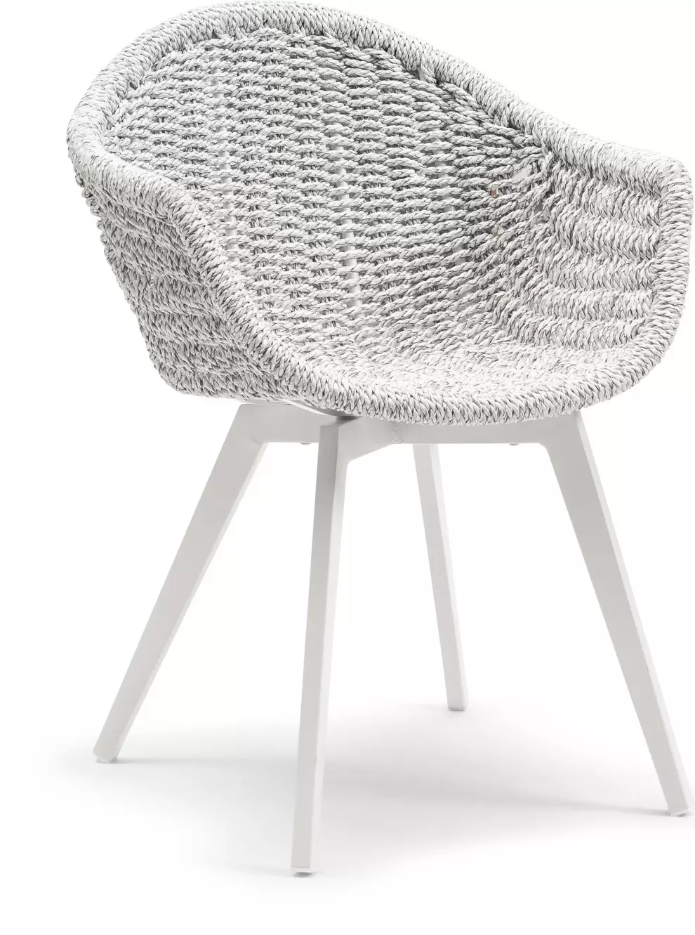 Pagino tuinstoel in wit aluminium en wit ronde wicker