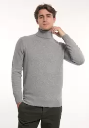 Pull loose fit laine-cachemire col roulé smoke mix