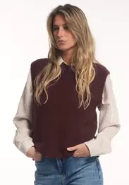 Débardeur alpaga-mérinos col rond bordeaux