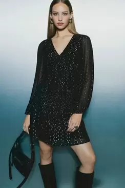 Chemisier en lurex avec ceinture élastique