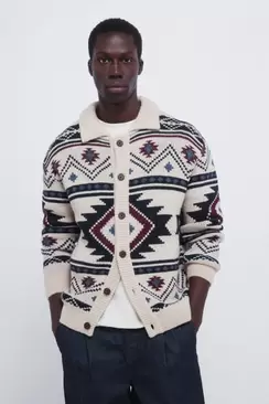 Cardigan fantaisie losanges