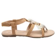 Sandales effet cuir suédé avec plume et bride tressée pour fille