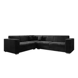 Meubella Canapé d'angle Santana - Noir - Velours - Gauche