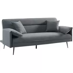 Canapé-lit Sivas gris - Cadre en eucalyptus - H-H 95 x L-L 199 x P-P 89 cm