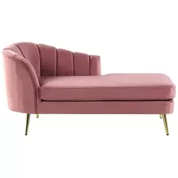 Chaise longue côté gauche en velours rose ALLIER