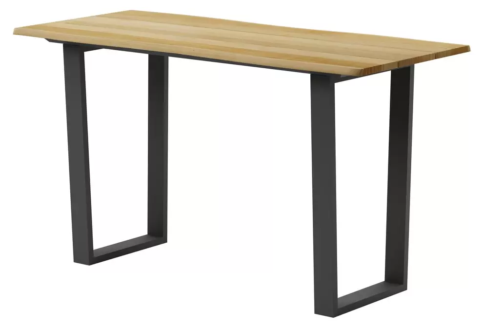 Pagino bartafel rechthoekig in zwart aluminium en teak - L 194 x B 82 x H 105 cm