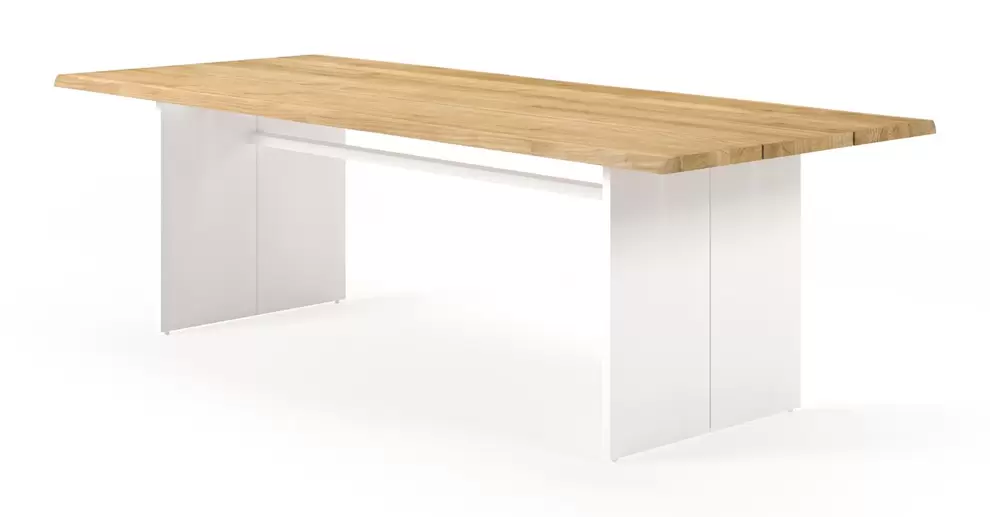 Portofino tuintafel in wit aluminium met teak