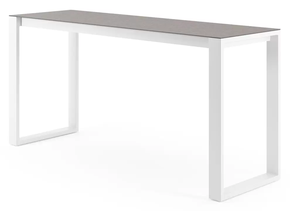 Verato bartafel rechthoekig in wit aluminium en volkeramiek Wulong - L 220 x B 70 x H 106 cm