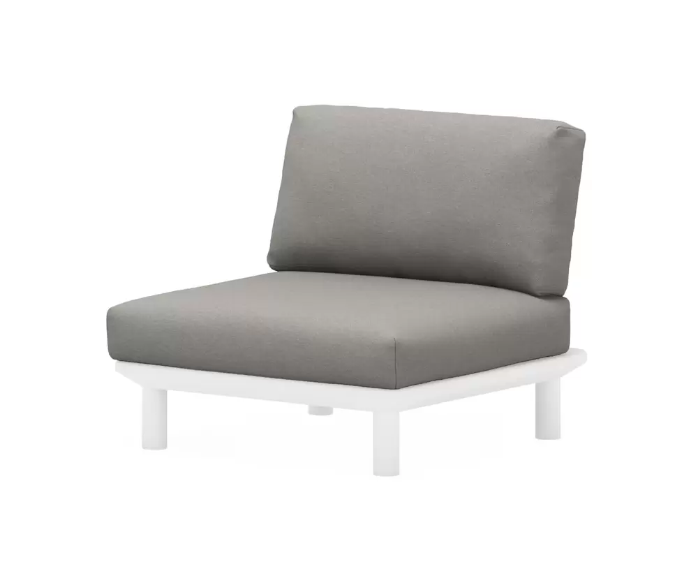 Fano loungestoel in wit aluminium met grijs Weather+ softtouch kussen