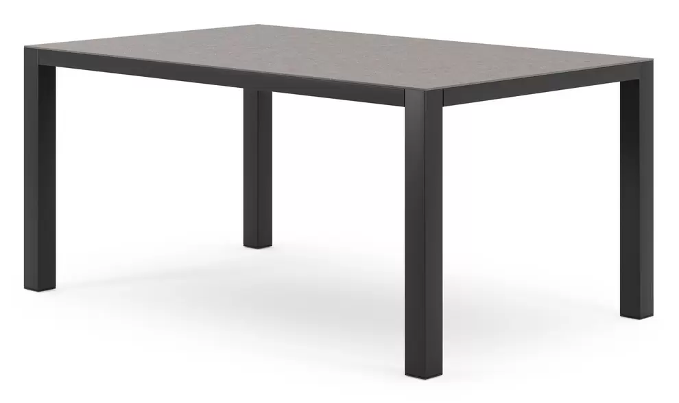 Como tuintafel rechthoekig in zwart aluminium en volkeramiek wulong - L 160 x B 100 x H 75 cm