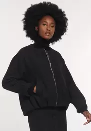 Cotton puffed glitter jacket black