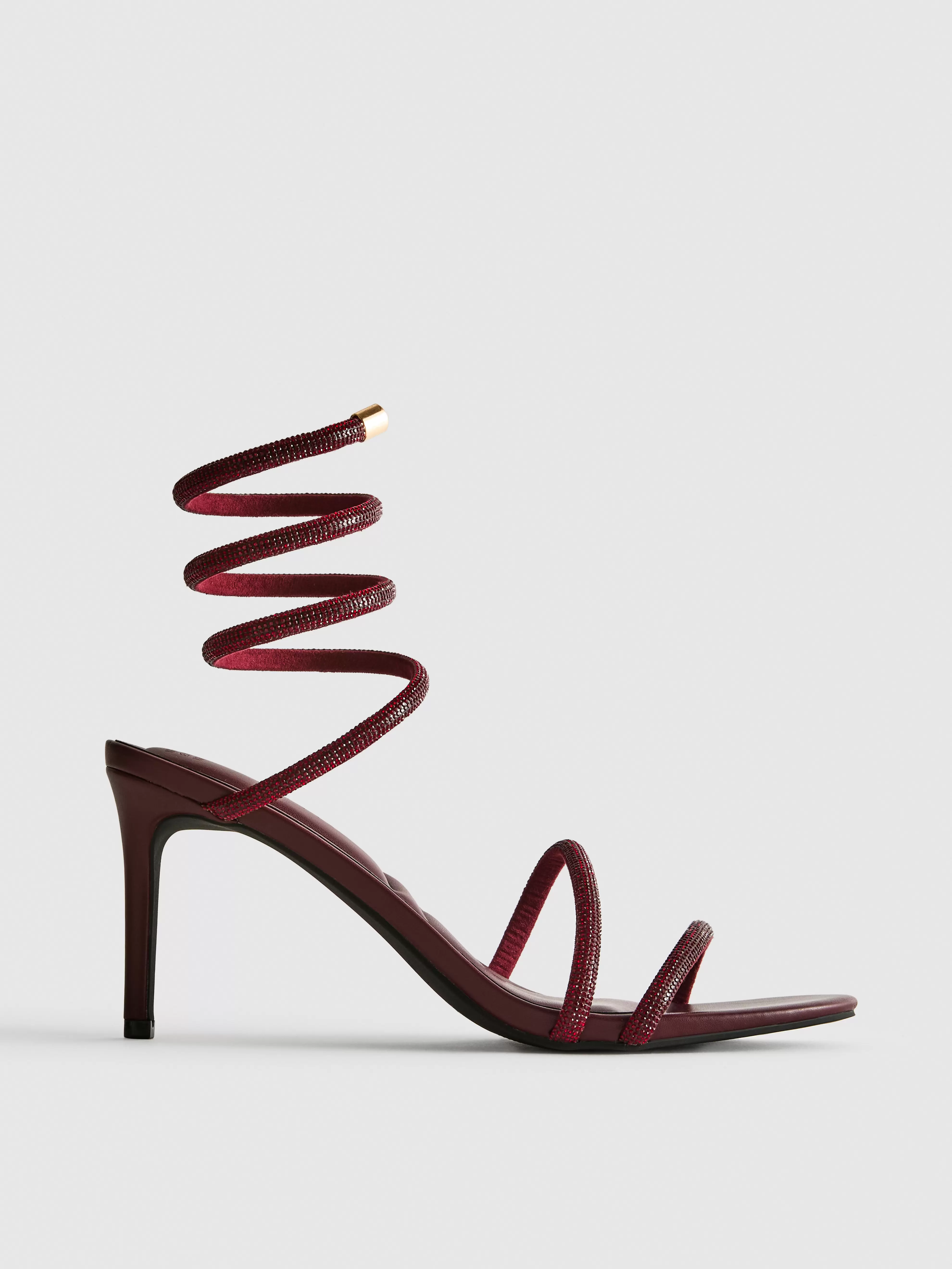 Sandales à talons avec strass en spirale