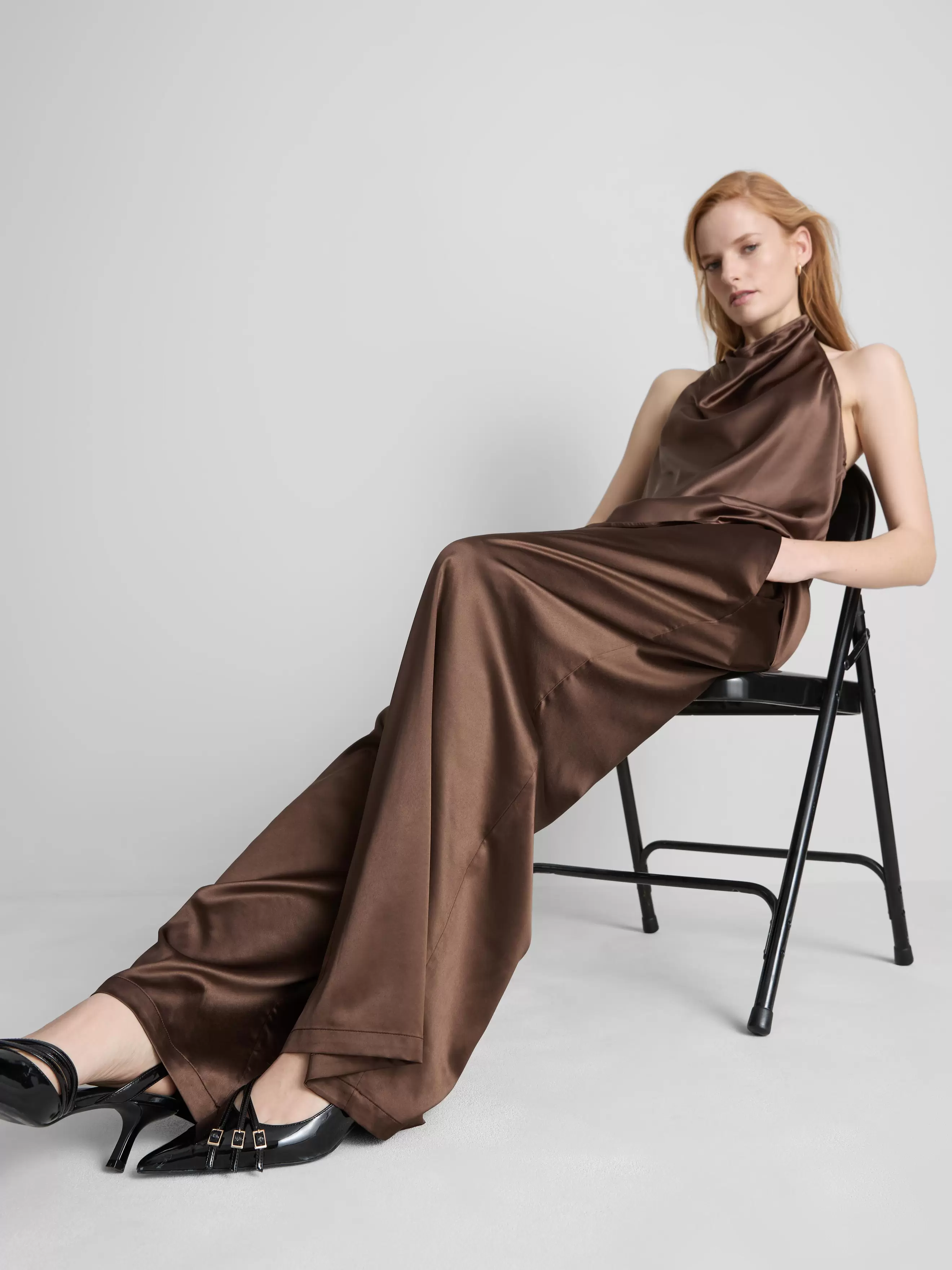 Pantalon large en satin