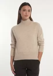 Merino wool mock neck sweater beige