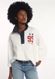 Cotton polo sweater off white