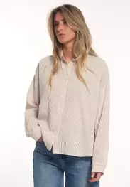 Cotton striped blouse brown/white