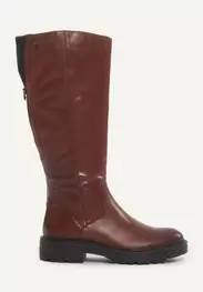 Leather long boots cognac