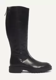 Leather long boots black