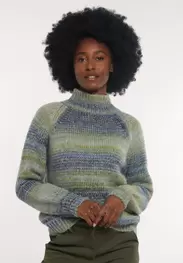 Alpaca gestreepte trui opstaande kraag groen