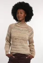 Alpaca striped mock neck sweater castagne