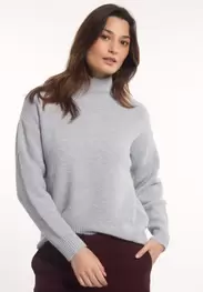 Alpaca-wool mock neck sweater blue