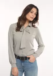 Cotton T-shirt with bow grey