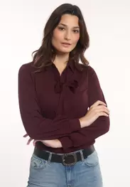 Cotton T-shirt with bow bordeaux