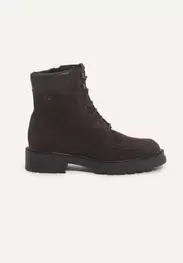 Suede boots with laces dark brown